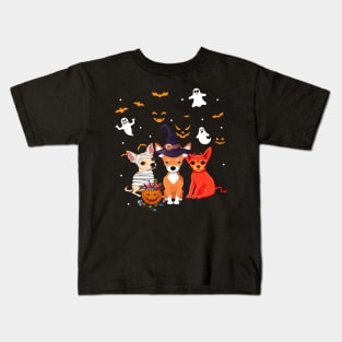 Funny Three Chihuahua Halloween Gift Shirt Kids T-Shirt